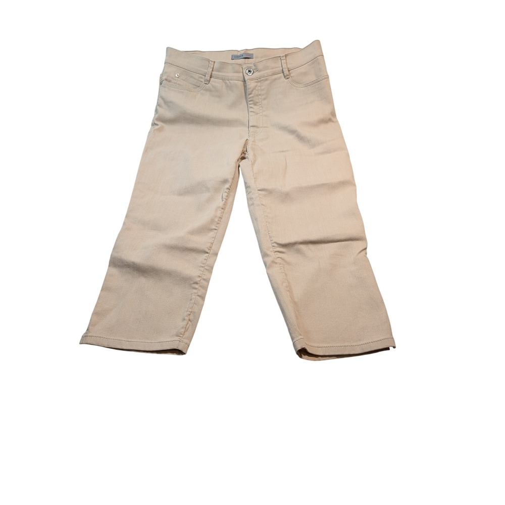 Gardeur‎ Women Venus Crop Pants 32 Tan Beige Embroidered Pocket